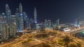 Dubai Marina highway intersection spaghetti junction night timelapse Royalty Free Stock Photo