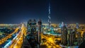 Panorama of Dubai at night Royalty Free Stock Photo
