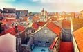 Panorama Dubrovnik Old Town roofs at sunset. Europe, Croatia Royalty Free Stock Photo