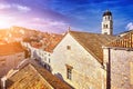 Panorama Dubrovnik Old Town roofs at sunset