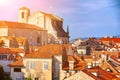 Panorama Dubrovnik Old Town roofs at sunset. Europe, Croatia Royalty Free Stock Photo