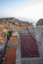 Panorama Dubrovnik Old Town roofs at sunset. Europe, Croatia