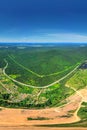 Panorama of dumps and polluted ponds. Problem of environmental pollution. View from above