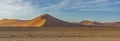 Panorama from dunes of Namib Desert at Sossusvlei in the morning time, Namibia Royalty Free Stock Photo