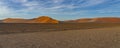 Panorama from dunes of Namib Desert at Sossusvlei in the morning time, Namibia Royalty Free Stock Photo