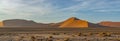 Panorama from dunes of Namib Desert at Sossusvlei in the morning time, Namibia Royalty Free Stock Photo