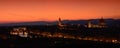 Panorama of Duomo Santa Maria Del Fiore, tower of Palazzo Vecchio and famous bridge Ponte Vecchio. Royalty Free Stock Photo