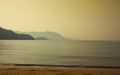 Panorama of the early morning beach in Montenegro Royalty Free Stock Photo