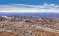 Panorama of Earth Forest National Geopark and Himalayas at sunset in Western Tibet, China Royalty Free Stock Photo