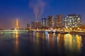 Panorama with Eiffel tower at night, Paris France