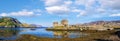 Panorama of Eilean Donan Castle in Highlands of Scotland