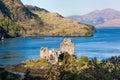 Panorama of Eilean Donan Castle at Kyle of Lochalsh in the Western Highlands of Scotland Royalty Free Stock Photo