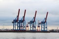 View to Hamburg port from Docklands Royalty Free Stock Photo