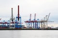 View to Hamburg port from Docklands Royalty Free Stock Photo