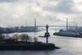 View to Hamburg port from Docklands Royalty Free Stock Photo