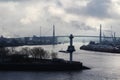 View to Hamburg port from Docklands Royalty Free Stock Photo