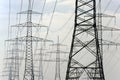 Panorama of electric pylons Royalty Free Stock Photo