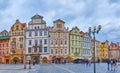 Panorama of elegant townhouses on Old Town Square, on March 7 in Prague, Czechia Royalty Free Stock Photo