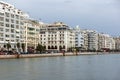 Panorama of embankment of city of Thessaloniki, Central Macedonia, Greece Royalty Free Stock Photo