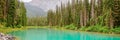 Panorama of Emerald lake near Golden in Yoho National park in the canadian Rocky Mountains, British Columbia Canada Royalty Free Stock Photo