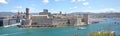 Panorama of the entrance of the old port of Marseille. phocean city of southern France Royalty Free Stock Photo