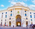 Panorama of the entrance Portal of Michaelertrakt Michael`s wing of Hofburg Palace, Vienna, Austria