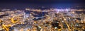 Panorama epic view of Hong Kong Night, from Kowloon to Hong Kong Island. metropolis in Asia Royalty Free Stock Photo