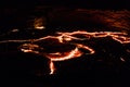 Panorama Erta Ale volcano crater, melting lava, Danakil depression, Ethiopia Royalty Free Stock Photo