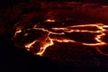 Panorama Erta Ale volcano crater, melting lava, Danakil depression, Ethiopia Royalty Free Stock Photo