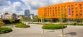 Panorama of the Euroborg square with modern architecture in Groningen Royalty Free Stock Photo