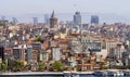 Panorama of the European part of Istanbul with the Karakoy pier and the Galata tower