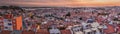 Panorama of evening Lisbon from Miradouro da Graca viewpoint, Portug