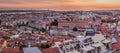 Panorama of evening Lisbon from Miradouro da Graca viewpoint, Portug