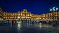 Panorama evening view of Plaza Mayor Salamanca Spain