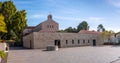 Panorama of the exterior of Tabgha or The Church of the Multiplication of the Loaves and Fishes, Church of the Loaves and Fishes