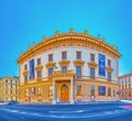 Panorama of the facade of Philharmonic Concert Hall, on March 10 in Brno, Czech Republic