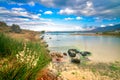 Panorama of the famous beach of Georgioupolis with the river, Chania, Crete, Greece