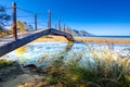 Panorama of the famous beach of Georgioupolis with the river, Chania, Crete.