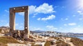 Panorama of the famous gate of Naxos island, so called Portara from the temple of Apollon
