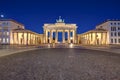 Panorama of the famous illuminated Brandenburg Gate