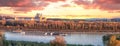 Panorama of Melk abbey with Danube river and autumn forest