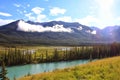 Alberta Canada panoramic views of the Canadian Rockies during Royalty Free Stock Photo