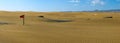 Panorama of the famous stunning sand dunes in the Natural Reserve of Dunes of Maspalomas in Gran Canaria, Spain Royalty Free Stock Photo