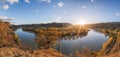 Panorama of Wachau valley (UNESCO) during autumn with Danube river near the Durnstein village in Lower Austria, Austria Royalty Free Stock Photo