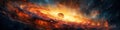 panorama of fantastic outer space with stars, constellations, galaxies, planets and black hole Royalty Free Stock Photo