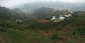 Panorama Far off Terrace paddy field landscape going to rain view