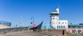 Panorama of the ferry terminal in the harbor of Harlingen Royalty Free Stock Photo