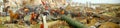 Panorama of the Final assault and the fall of Constantinople Royalty Free Stock Photo