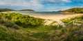 Panorama of Fingal Bay Beach and Nelson bay in Port Stephens, Australia