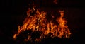 Panorama Fire flames on black background.global warming concept.Abstract background  sparks, dark glitter, light particles, light. Royalty Free Stock Photo